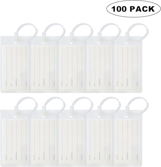 100 Pack Luggage Tags for Suitcases, Airplane Travel Essentials for Flying, International Travel Must Haves, and Luggage Accessories by Sodsay