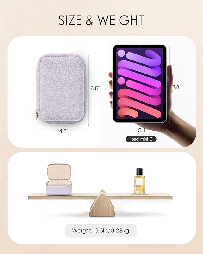 Vlando Jewelry Box with 12 Velvet Jewelry Bags Travel Jewelry Case for Girls Jewelry Organizers Necklace Rings Earrings Storage Bags Christmas Gifts Bridal Shower Gifts-Purple