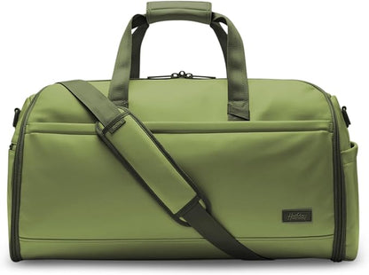 Halfday Convertible 2-in-1 Vegan Leather Premium Garment Duffel Weekender Bag 45L | Carry-On, Wrinkle-Free Travel, Hanging Suit Compartment, Shoe Pockets, Trolley Sleeve, Leaf