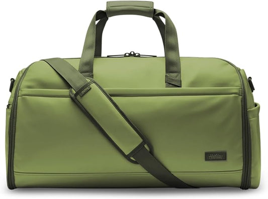 Halfday Convertible 2-in-1 Vegan Leather Premium Garment Duffel Weekender Bag 45L | Carry-On, Wrinkle-Free Travel, Hanging Suit Compartment, Shoe Pockets, Trolley Sleeve, Leaf