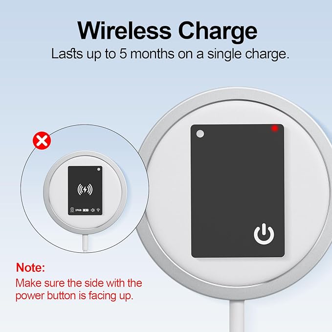 Wallet Tracker Card Rechargeable Smart Tracking Card Tag, Works with Apple Find My APP (iOS Only), Wireless Charge, IP68 Waterproof, for Keys, Luggage, Passports, Backpacks, 1 Pack