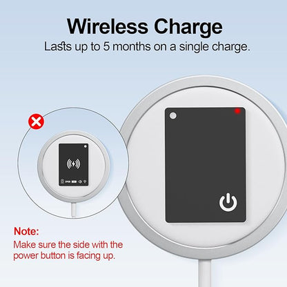 Wallet Tracker Card Rechargeable Smart Tracking Card Tag, Works with Apple Find My APP (iOS Only), Wireless Charge, IP68 Waterproof, for Keys, Luggage, Passports, Backpacks, 1 Pack