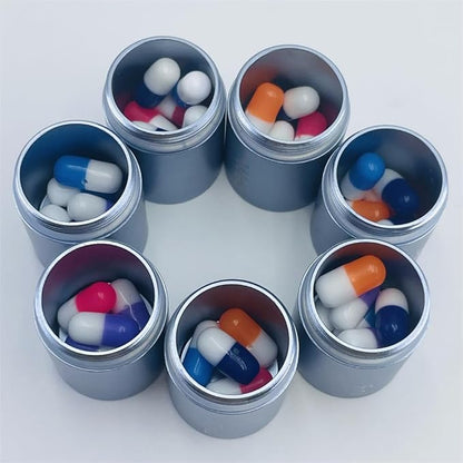 2 PCS Metal Travel Pill Organizer Large - Rainbow Weekly Pill Case +7 Day Pill Organizer-Waterproof Pill Box Container - Compact and Durable Medicine Organizer (Gray)