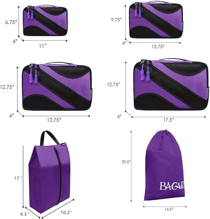 BAGAIL 6 Set Packing Cubes,Travel Luggage Packing Organizers