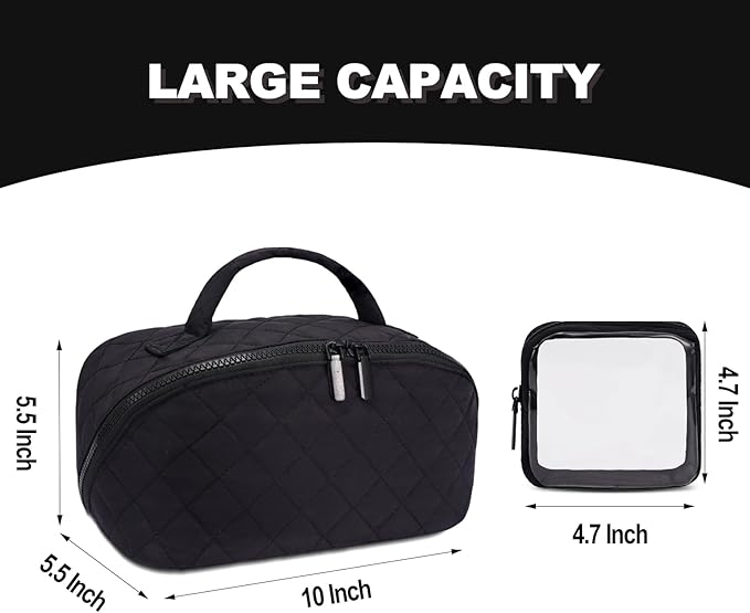 Makeup Bag,Quilted Puffer Cosmetic Bags,Travel Toiletry Bag for Women,Large Capacity Waterproof Make up Bag Set