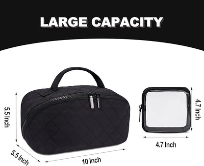 Makeup Bag,Quilted Puffer Cosmetic Bags,Travel Toiletry Bag for Women,Large Capacity Waterproof Make up Bag Set