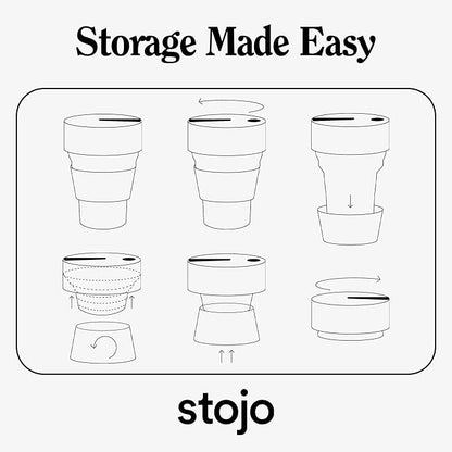 STOJO Collapsible Travel Cup - Reusable To-Go Pocket Size Silicone Bottle for Hot and Cold Drinks - Perfect for Camping - Microwave & Dishwasher Safe (Ink, 24 Ounce (Pack of 1))