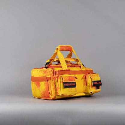 WOLFpak 20L Mini Duffle Bag for Gym & Travel | Waterproof Carry-On Weekender Bag with Shoe Compartment, Hard Bottom, and Tactical Molle System (Fire)