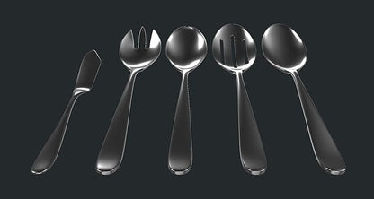 Matte Serving Set, 18/10 Stainless Steel Satin Flatware, Modern Brushed Finish Cutlery, Dishwasher Safe & Durable, Built to Last (10-Piece Serving Set, Fidenza)