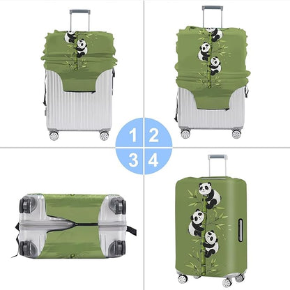 Cute Panda Luggage Cover – Bamboo Climbing Panda Suitcase Protector, Stretchable & Waterproof Travel Luggage Sleeve,S