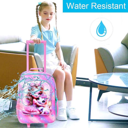 Kids Luggage for Girls, Cute Princess and Unicorn Rolling Suitcase Wheels for Children Toddler
