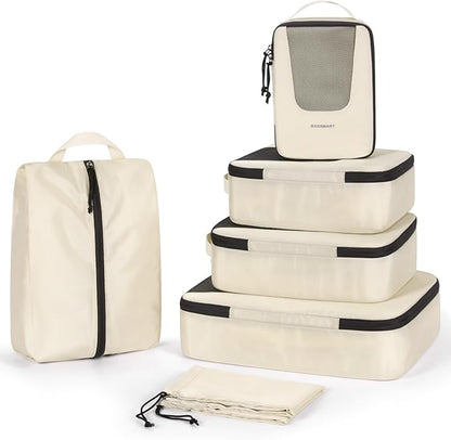 BAGSMART Compression Packing Cubes for Travel, 6 Set/5 Set/4 Set, Compression Suitcase Organizer Bags Set for Suitcases Travel Essentials, Lightweight Packing Organizers