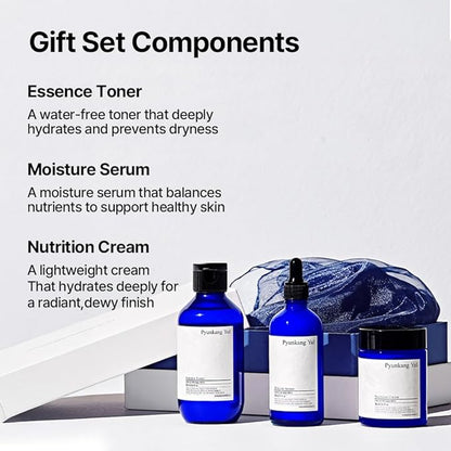 [PKY] Pyunkang Yul Basic Line Skincare Gift Set, Holiday Essentials for Moisturizing & Nourishing, Toner, Serum & Face Cream, Ideal for Gifting (3-Item Set)