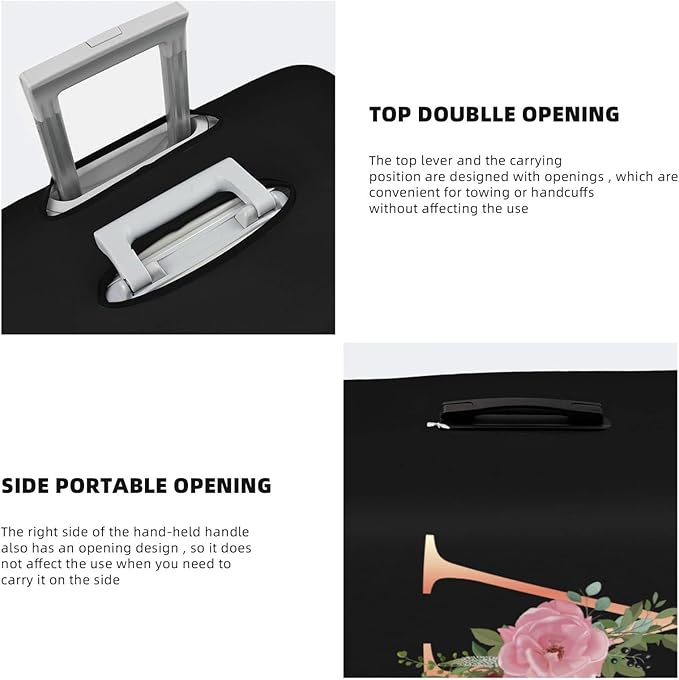 Floral Letter W Travel Luggage Cover Spandex Suitcase Protector Elastic Washable Stretch Suitcase Cover,Size L(Fit 25-28inch Suitcase)