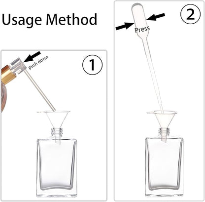 Liquid Perfume Bottles Empty Glass 30ml Portable Square Atomizer Bottle Transparent Refillable for Eau De Toilette - 8 Pack (Clear and Black)