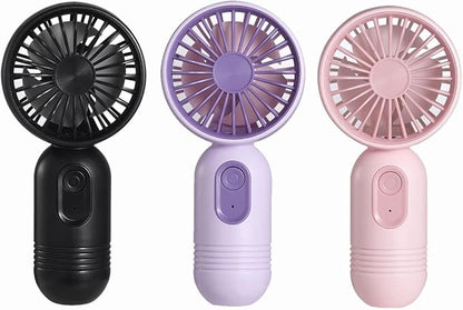 Mini Portable Fan 3 Pack, Cute Handheld Battery Operated Lightweight Small Personal Fans with 3 Speeds and USB Rechargeable Eyelash Fan for Stylish Girl Kids Women Men Office Outdoor Travel Camping