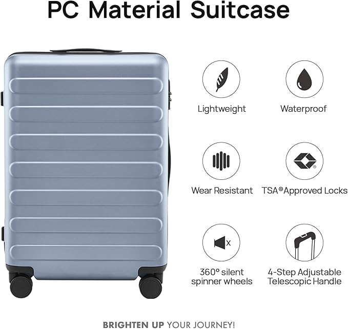 NINETYGO Large Checked Luggage 28 Inch, Checking In Luggage with Smooth Spinner Wheels, Lightweight, Hard Shell PC Suitcase, Lightweight Travel Luggage, TSA Approved (Shadow, Rhine Basic)