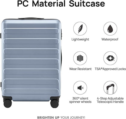 NINETYGO Large Checked Luggage 28 Inch, Checking In Luggage with Smooth Spinner Wheels, Lightweight, Hard Shell PC Suitcase, Lightweight Travel Luggage, TSA Approved (Shadow, Rhine Basic)