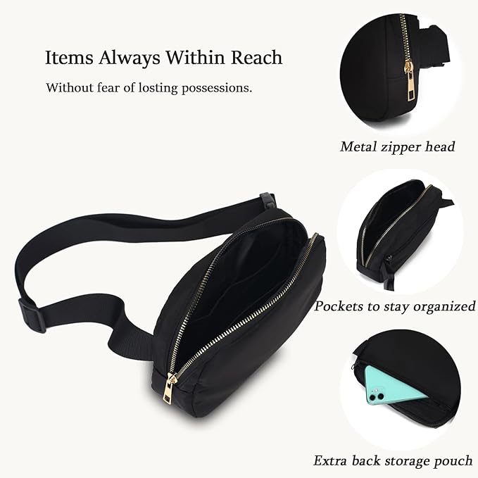 DAITET Crossbody Fanny Pack for Men&Women,Large Waist Bag & Hip Bum Bag with Adjustable Strap for Outdoors Workout Traveling Casual Running Hiking Cycling