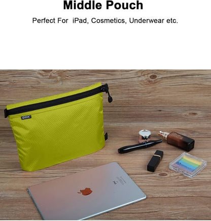 GOX 3 Pack Travel Toiletry Bag for Men Carry On Packing Organizer Zipper Pouch Portable Cosmetic Pouch Accessory Document Electronics (Green)