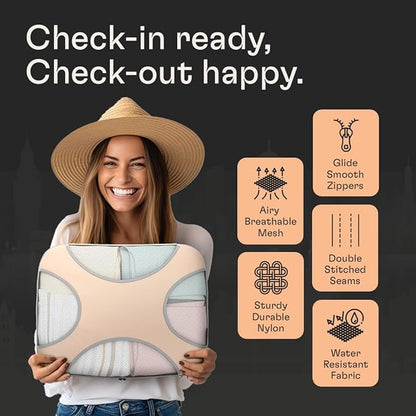 Shacke 6 Set Packing Cubes for Travel - Compression Packing Bags/Travel Organizer - Luggage Organizer Bags for Traveling - Travel Essentials for Women - Cruise Must Haves Packing List