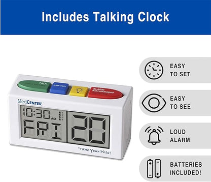Medcenter Monthly Pill Organizer System 4 Times a Day, 31 Day Pill Organizer Box with Talking Alarm Reminding System, HSA/FSA Monthly Pill Box for Daily Medication, Gift for Mom, Dad, Elderly