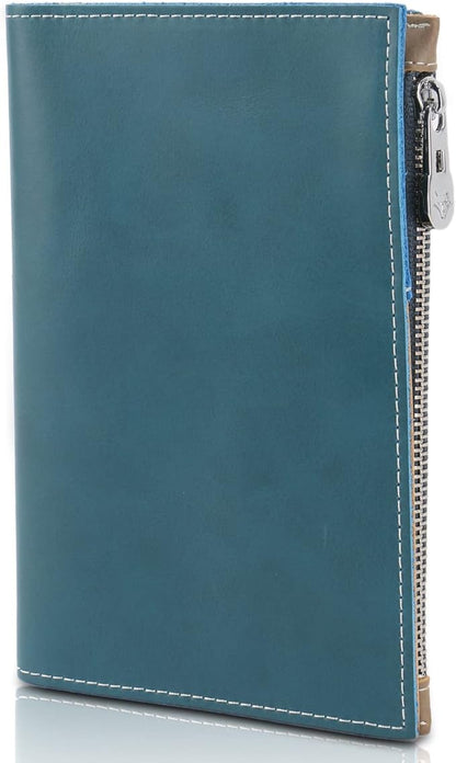 Slim Passport Holder for Man & Women, Compact Leather Passport Wallet with Card Holders SIM Slots and Zippered Pocket, for Secure Traveling and Documentation Organizer (Dark Blue)