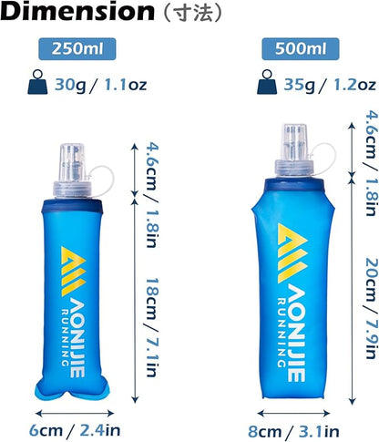 TRIWONDER Soft Flask Collapsible Water Bottles Running Bottle BPA-Free Foldable Handheld Runner Water Flask for Hydration Pack Marathon Hiking Cycling Climbing Travel (01# 500ml - Pack of 2)