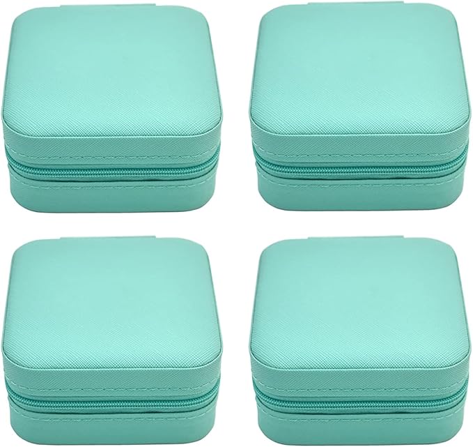Mini Jewelry Travel Case, Small Jewelry Organizer, Portable Mini Storage Box for Rings, Earrings, Necklaces, Gift for Mother Mom, Girl, Daughter, Sisters, Bridesmaids, Mother's Day Gift (Blue-4pcs)