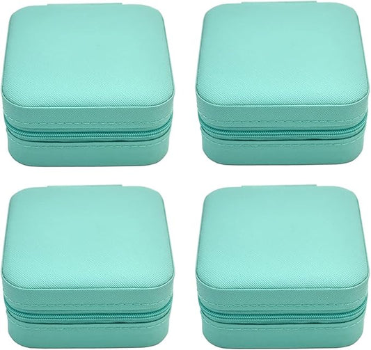Mini Jewelry Travel Case, Small Jewelry Organizer, Portable Mini Storage Box for Rings, Earrings, Necklaces, Gift for Mother Mom, Girl, Daughter, Sisters, Bridesmaids, Mother's Day Gift (Blue-4pcs)