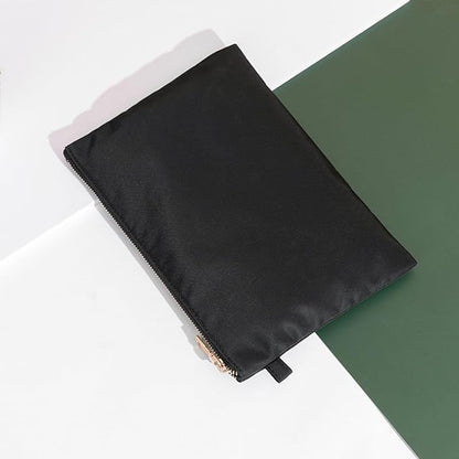 Zipper Pouch Storage Bag Simple and Stylish Women's Cosmetic and Travel Bag (Black-nylon-10)
