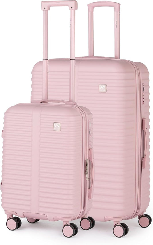 Nine West Suvi 2-Piece Smart Luggage Set (20/28), Hardshell Spinners with Cup Holder & USB Port, Expandable & Scuff-Resistant Surface Muted Lilac