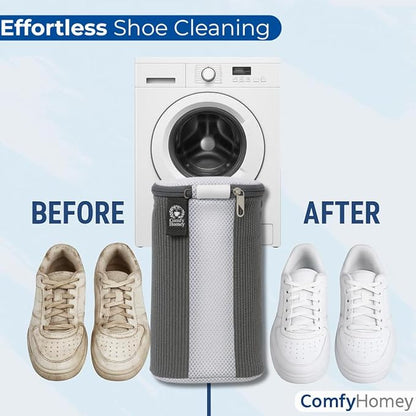 ComfyHomey Shoe Laundry Bag Set: 2 Pack Shoe Washing Machine Bag + Reusable Dryer Mesh Bag | Durable, Tear-Resistant, Reinforced Zipper | 360° Clean for Sneakers, Tennis & Gym Shoes, Easy & Safe Wash