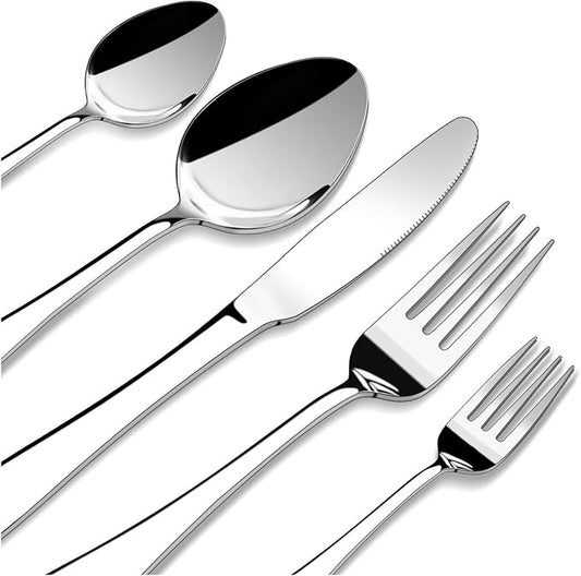 Silverware Set for 8, 40 Piece Heavy Duty Stainless Steel Flatware Utensils Cutlery Set Including Steak Knife Fork and Spoon, Dishwasher Safe,Heavy Duty Cutlery Set for Home & Restaurant