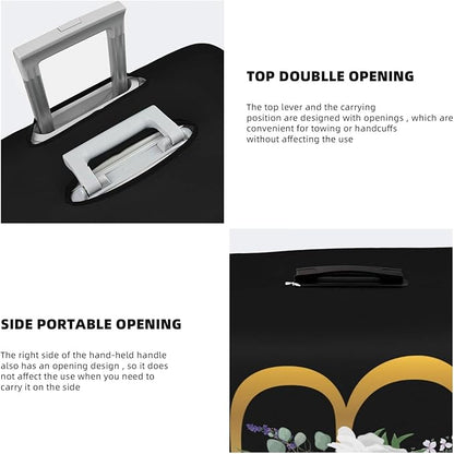 Flower Letter B Black Luggage Cover Elastic Washable Stretch Suitcase Protector Anti-Scratch Travel Suitcase Cover for Kid and Adult M (22-24 inch suitcase)