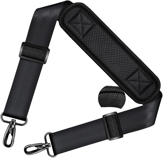 ZINZ Shoulder Strap 78" Universal Bag Strap with Ultra-thick Fixed Padded and Dual Balanced Adjustable Buckles for Briefcase, Travel Bag, Laptop Bag, Crossbody bag - Black