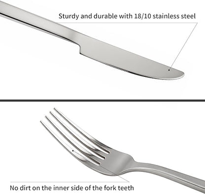 Silverware Set Flatware Set 18/10 Stainless Steel Mirror Polished 20 Pieces Cuboid Handle Cutlery Set Service for 4