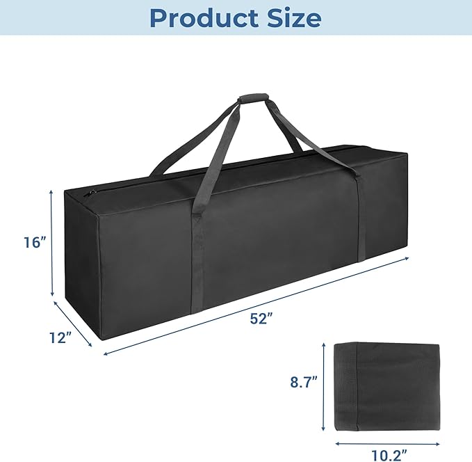 COOLBEBE 52" Sports Duffle Bag - 160L Extra Large Travel Duffel Luggage Bag with Upgrade 2-way Lockable Zippers, Sturdy & Water Resistant Long Duffle Bag for Camping Moving (Black 52inch)