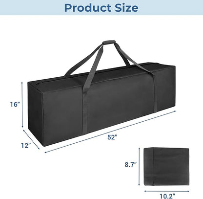 COOLBEBE 52" Sports Duffle Bag - 160L Extra Large Travel Duffel Luggage Bag with Upgrade 2-way Lockable Zippers, Sturdy & Water Resistant Long Duffle Bag for Camping Moving (Black 52inch)