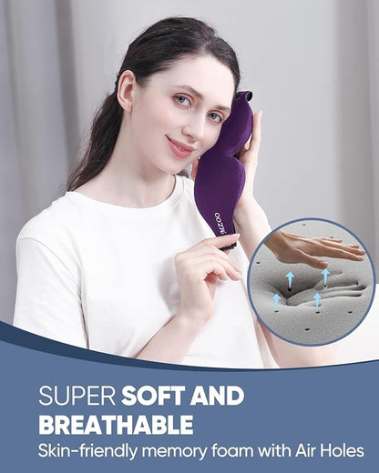 MZOO Luxury Sleep Eye Mask for Side Sleeper Men Women, Zero Eye Pressure 3D Sleeping Mask, Light Blocking Patented Design Night Blindfold, Soft Eye Shade Cover for Travel, Purple