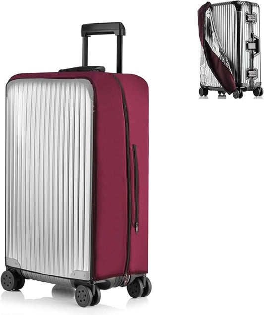 No Disassembly Suitcase Covers for Luggage - 26 Inch Clear Luggage Cover Protector, Red PVC Luggage Protector Suitcase Cover