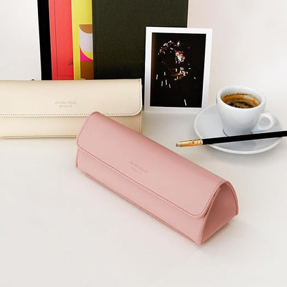 carrotez Stylish PU Leather Makeup Bag: Versatile Travel Toiletry Bag & Cosmetic Pouch, Small Makeup Organizer for Purse Essentials - Ideal Makeup Brush Holder & Sunglasses Case for Women - Pink