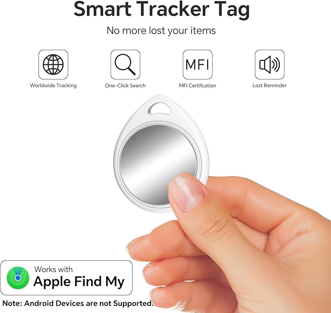 Air Tracker Tags 2-Pack, Smart Bluetooth Tracker Work with Apple Find My (iOS Only) IP65 Waterproof, Keys Finder, Item Locator, Tracker Tag for Luggage Tags, Keys, Bags, Pet
