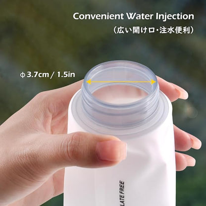 TRIWONDER TPU Collapsible Flask BPA-Free Soft Folding Water Bottles for Hydration Pack - Ideal for Running Hiking Cycling Climbing (500ml/16.9oz - White - Pack of 2)