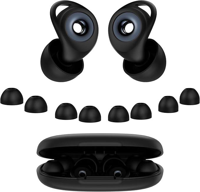 Ear plugs for Sleeping,Noise Cancelling Silicone Earplugs,45 dB,Soft and Reusable,Hearing Protection with 8 Earpieces in 4 Sizes(XS/S/M/L),Carrying bag,for Sleeping,Concert,Working,Studying,Travelling