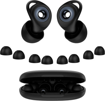 Ear plugs for Sleeping,Noise Cancelling Silicone Earplugs,45 dB,Soft and Reusable,Hearing Protection with 8 Earpieces in 4 Sizes(XS/S/M/L),Carrying bag,for Sleeping,Concert,Working,Studying,Travelling