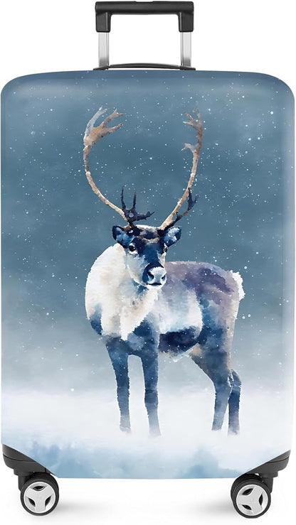 FOREVER QUEEN Winter reindeer Luggage Cover Suitcase Protector Suitcase Cover Anti-Scratch,Stretchable Bag Cover Washable Durable Polyester
