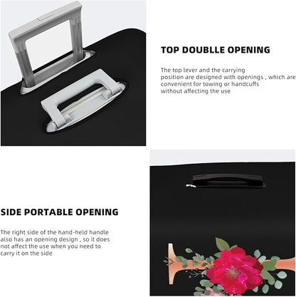 Floral Letter H Travel Luggage Cover Spandex Suitcase Protector Elastic Washable Stretch Suitcase Cover,Size L(Fit 25-28inch Suitcase)