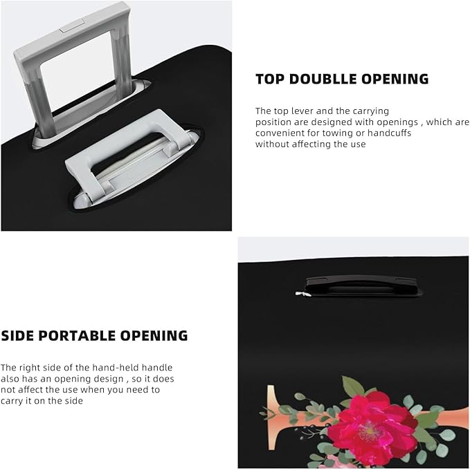 Floral Letter H Travel Luggage Cover Spandex Suitcase Protector Elastic Washable Stretch Suitcase Cover,Size M(Fit 22-24inch Suitcase)