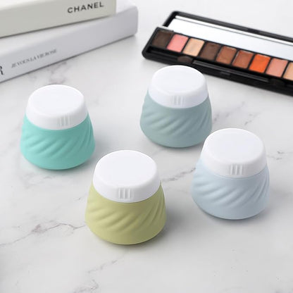 Gemice Silicone Cream Jars TSA Approved Travel Size Containers with Toiletry Bag, Wide Mouth Leak-proof Travel Accessories with Lid for Cosmetic Cream (4 Pack)